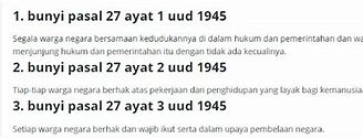 Isi Pasal 27 Ayat 1 Uud Nri Tahun 1945